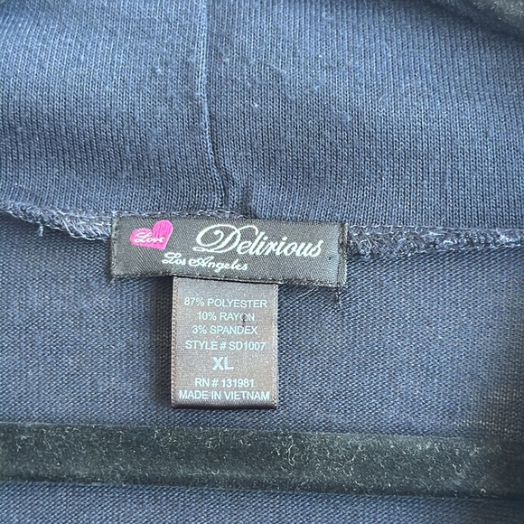 DELlIRIOUS LOS ANGELES Navy Blue Sweater Dress Cowl Neck Belted - Picture 5 of 6